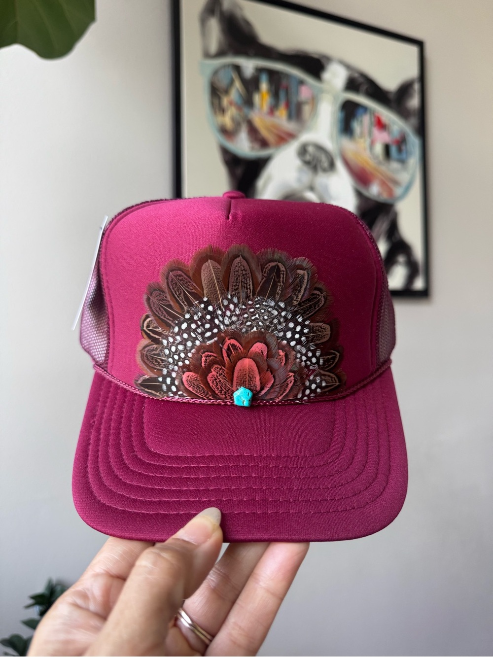 F8 Boho Feather Trucker Hat